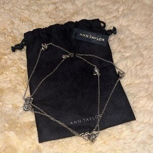Ann Taylor Long Silver Knot Necklace